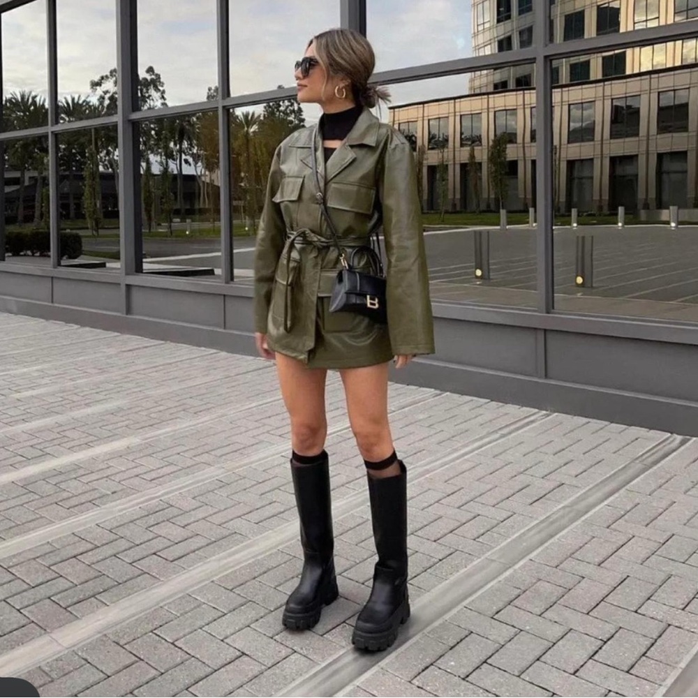 12th Tribe Olive Leather Jacket